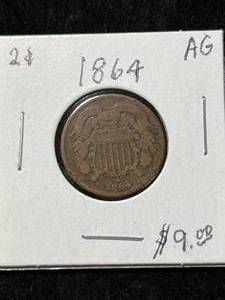 lot 37 image: 1864 US 2 CENT PIECE