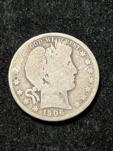 lot 41 image: 1906 US BARBER HALF DOLLAR