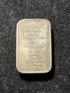lot 46 image: 1 TROY OZ .999 FINE SILVER ASSAY BAR