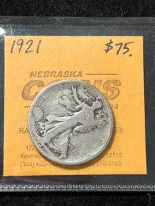 lot 49 image: 1921 US WALKING LIBERTY HALF DOLLAR