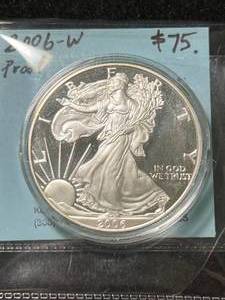 lot 64 image: 2006-W PROOF AMERICAN SILVER EAGLE IN AIRTITE