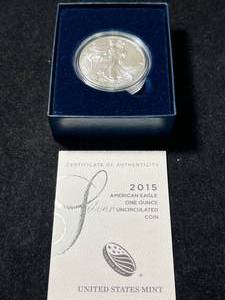 lot 70 image: 2015 AMERICAN SILVER EAGLE IN ORIGINAL MINT BOX