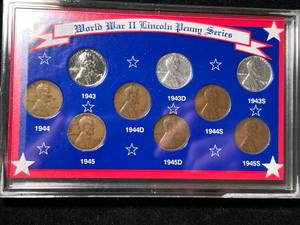 lot 72 image: WWII US LINCOLN PENNY SERIES 9 COIN SET