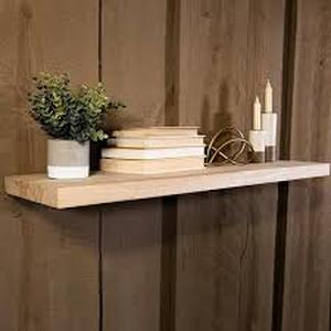 lot 20 image: Lot of HARDWOOD REFLECTIONS 10 in. W x 36 in. D Unfinished Hevea Floating Decorative Wall Shelf  Customer Returns See Pictures