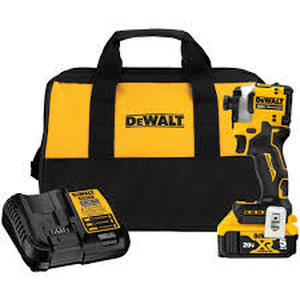 lot 36 image: DEWALT ATOMIC 20V MAX Lithium-Ion Cordless 14 in. Brushless Impact Driver Kit, 5 Ah Battery, Charger, and Bag Customer Returns See Pictures