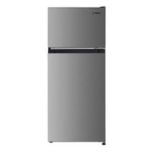 lot 38 image: Magic Chef 18.5 in. W, 4.5 cu. ft. 2-Door Mini Refrigerator, with Freezer in Platinum Steel   Customer Returns See Pictures