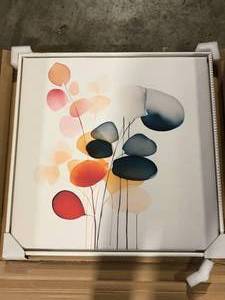 lot 19 image: Turquoise Glimmer Gold Floating Framed Canvas Abstract Art 24 in. x 36 in.  Customer Returns See Pictures