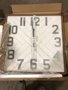 lot 44 image: Grey Square Wood and Metal Wall Clock by Storied Home  Customer Returns See Pictures