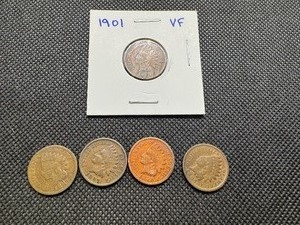 1901VF(4) Pre 1900 Indianheads (5 Coins)
