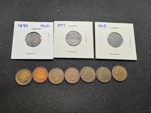 (9) Pre 1900 Indianheads  1908. 10 coins.