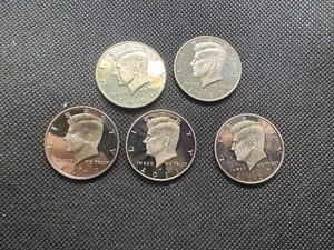Five Clad Proof Kennedy Half Dollars, Various Years - Pulled from Sets