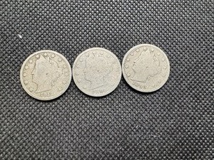 (3) Tougher Date V Nickels. 1893, 1898, 1912 WUnclear Mintmark - Poss S