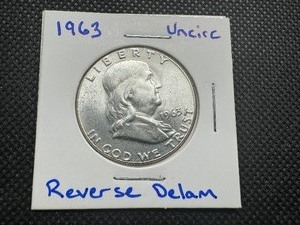 1963 MS Mint Error Franklin Half, Delaminating on Reverse - Bell