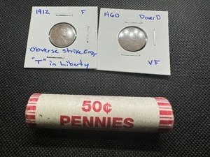 Collector Pennies & Unopened BU Roll (Two Pennies  One Roll of Pennies)