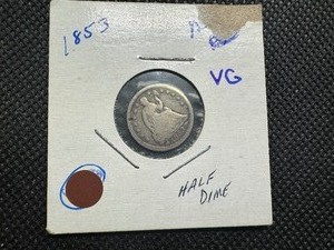 1853 Seated Half Dime, WArrows - VG Cond