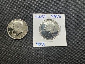 1968 SMS & Clad Bicentennial Proof Kennedy Halves (2 Coins), 1968 40% Silver, 1976 Clad - Both Essentially Perfect, Pulled from Sets.