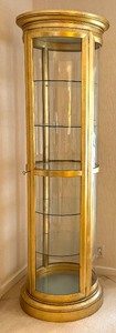 lot 10 image: Vintage Circular Gold Painted Curio Cabinet