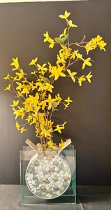 lot 107 image: Abstract Glass Vase with Filler