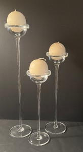 lot 104B image: Stylish Glass Candle Holder Set