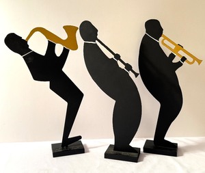 lot 49 image: Set of Three Claudine Beull Metal Musican Figurine Sculptures