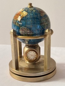 lot 52 image: Desktop Rotating World Globe with Clock on Stand