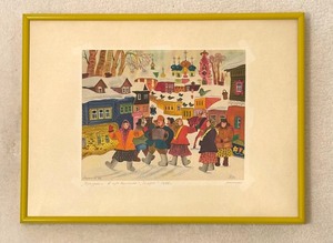 lot 31 image: Framed Vintage Folk Art Print