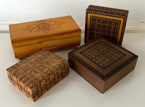 lot 120 image: Vintage Polish Wooden Boxes and Musical Box by Schweizerklange
