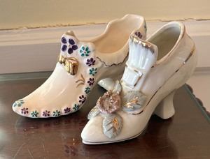lot 172 image: Two Vintage Victorian Style Shoe Figurines