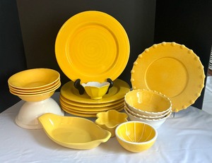 lot 263A image: Yellow and White Dinnerware by Chantal, Ancora, Furio, Pier 1 and More
