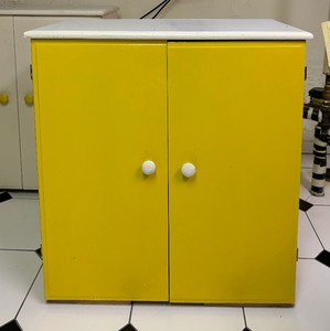 lot 355 image: Vintage Yellow Two Door Storage Cabinet