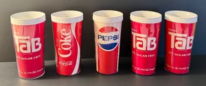 lot 194 image: Vintage Sugar Free TAB, Pepsi and Coke Thermo-Serv Tumbler Drinking Cups