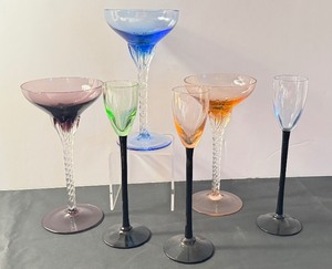 lot 181 image: Variety of Vintage Colorful Stemware