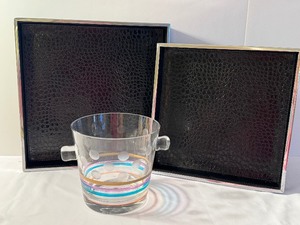 lot 188 image: Two Decorative Trays and Glass Ice Bucket