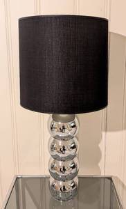 lot 23A image: Vintage Stacked Chrome Glass Ball Table Lamp by Gabberts