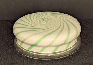 lot 360 image: Art Glass Peppermint Swirl Covered Candy Bowl