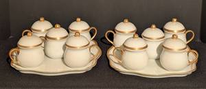 lot 362 image: Vintage White and Gold Porcelain Pots de Creme Sets
