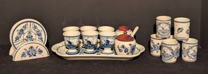 lot 365 image: Assorted Vintage Delft Blue and White Dishes