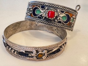 lot 199A image: Two Vintage Berber Hinged Cuff Metal Bracelets
