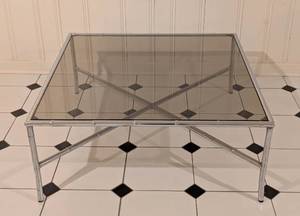 lot 8 image: Smoked Glass and Faux Chrome Bamboo Coffee Table