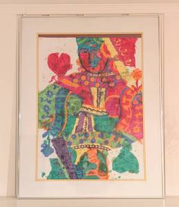 lot 12 image: Colorful Queen of Hearts Watercolor Painting by Judy Freeman
