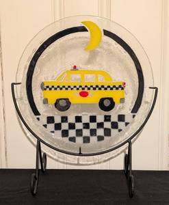 lot 279 image: Fused Glass Taxicab Plate by Peggy Karr