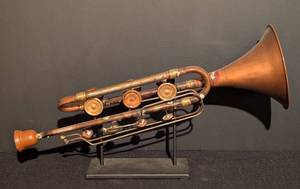 lot 283 image: Copper Trumpet Sculpture and Stand