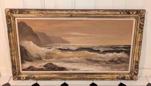 lot 294 image: Large Seascape Oil on Canvas Painting by Waar