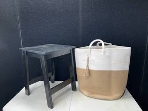 lot 197 image: Woven Basket and Side Table