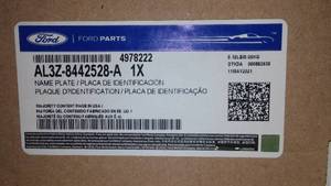 Ford AL3Z-8442528-A Nameplate 2010-2014 Ford