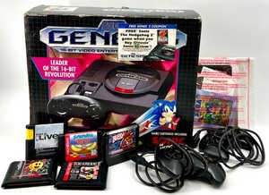 Vintage 1992 SEGA GENESIS Model 1 Game Console with 3 Controllers, Paperwork & 5 Games