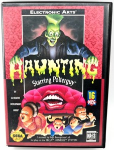 Vintage SEGA GENESIS Game with Case & Manual & Bonus Poster HAUNTING STARING POLTERGUY 93 ELECTRONIC ARTS