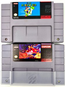 Vintage SUPER NINTENDO SUPER MARIO WORLD 92 & DISNEYS ALADDIN 92 Games