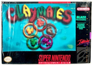 Vintage SUPER NINTENDO  CLAYMATES 92 Game with Case & Manual