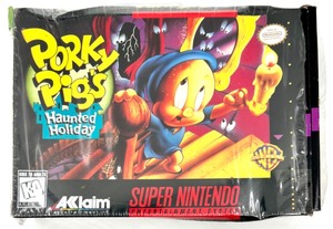 Vintage SUPER NINTENDO PORKY PIGS HAUNTED HOLIDAY 92 Game with Case & Manual